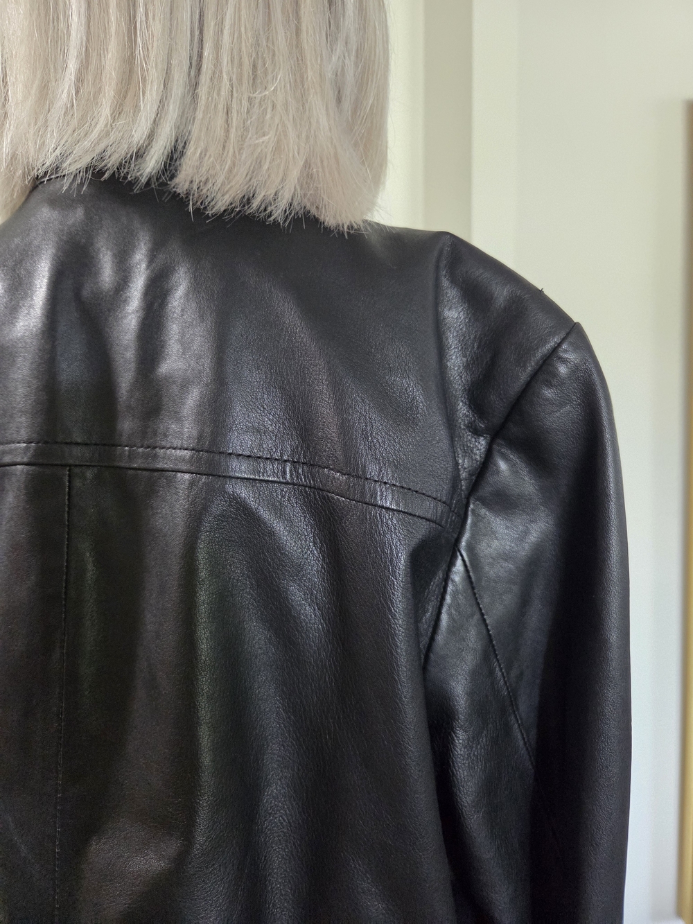Michael Kors Womens Black Leather Moto Jacket w/Gold Hardware Size 16 - Picture 12 of 14